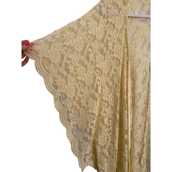 Liberty Love Women's XL Fairy Sheer Lace Kimono Open Front Cardigan Cream Boho - Picture 3 of 9